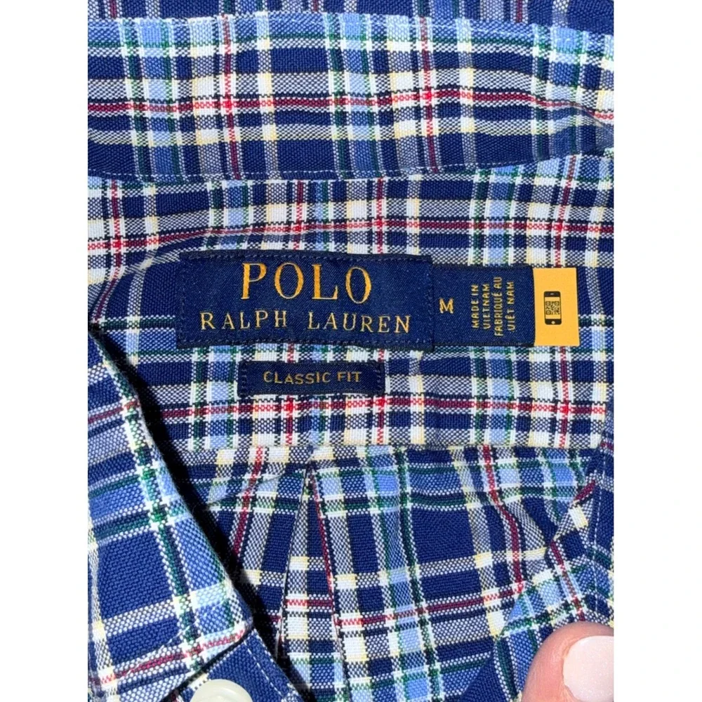 Polo Ralph Lauren Button Down Mens size Medium Blue Plaid Classic Fit Cotton